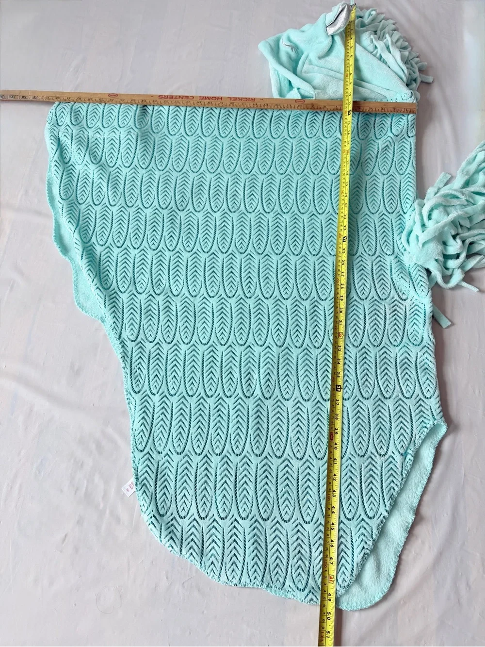 Justice unicorn wearable blanket aqua teal hooded with fringes and tail girl OS